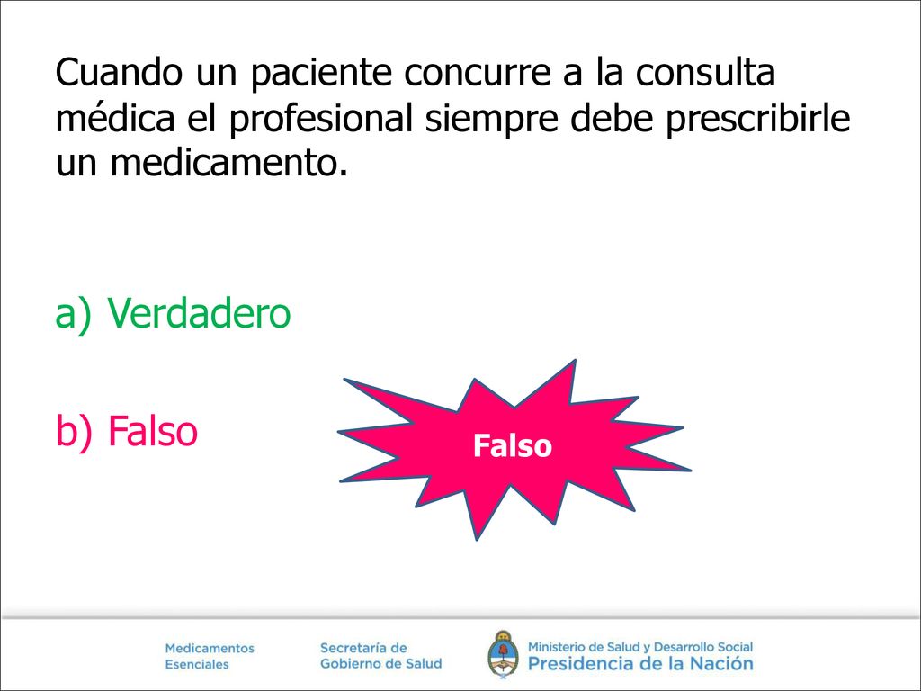 Cuando un paciente concurre a la consulta médica el profesional siempre debe prescribirle un medicamento.