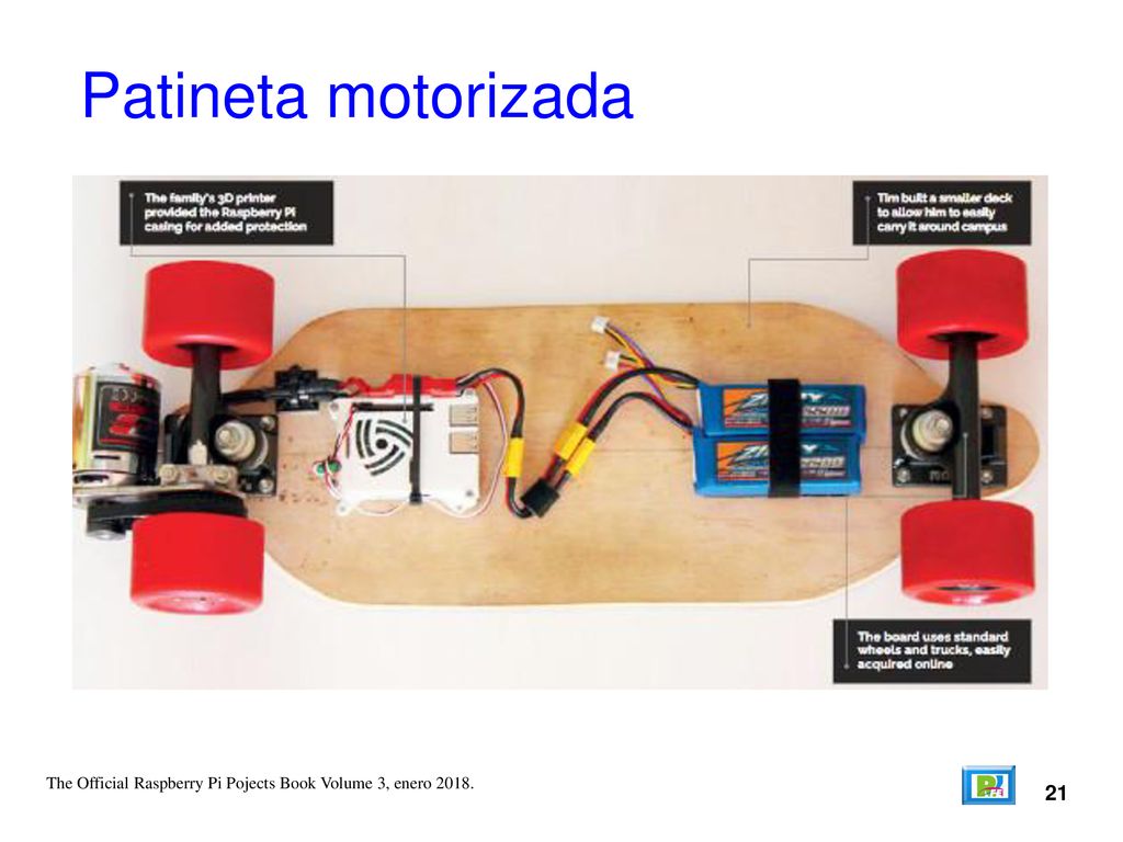 Patineta motorizada The Official Raspberry Pi Pojects Book Volume 3, enero