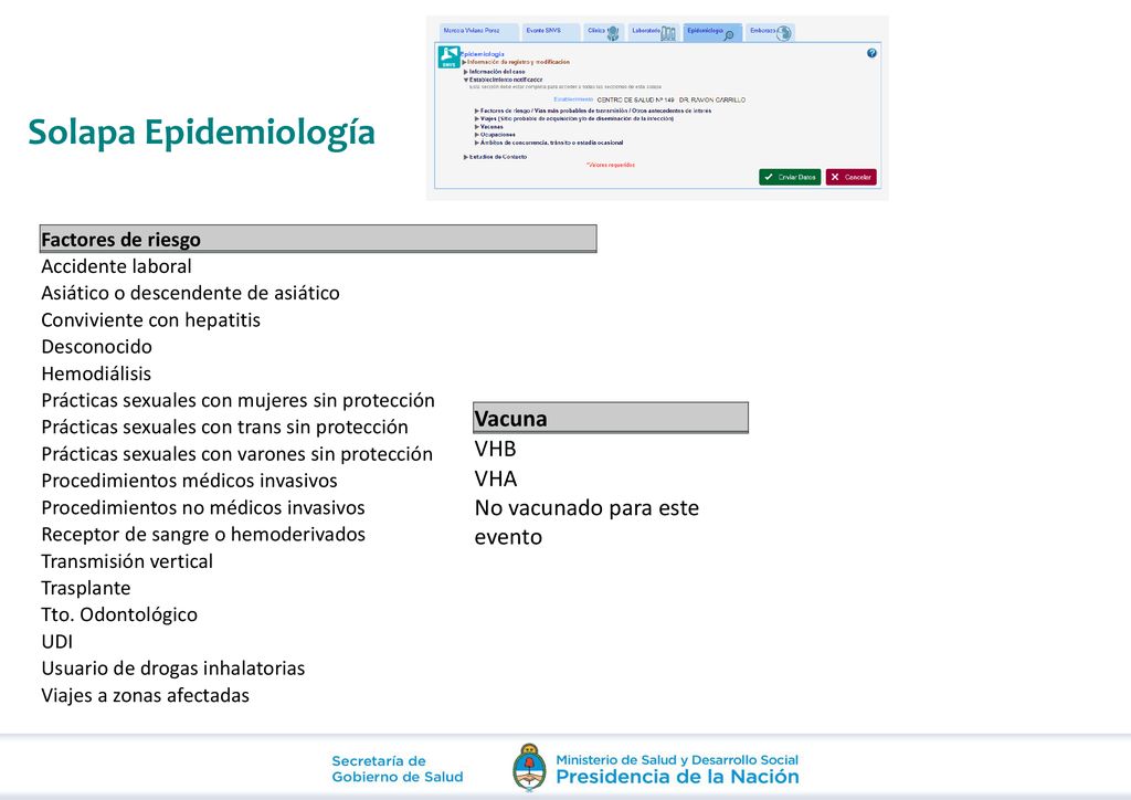 Solapa Epidemiología Vacuna VHB VHA No vacunado para este evento