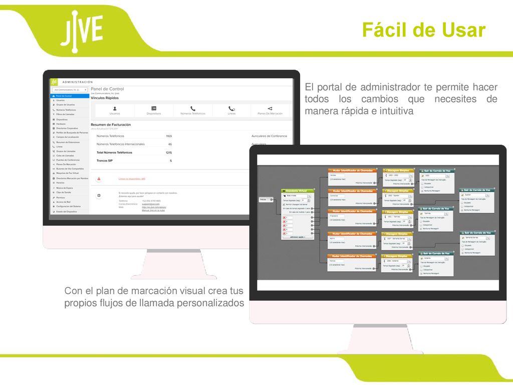 Fácil de Usar El portal de administrador te permite hacer todos los cambios que necesites de manera rápida e intuitiva.