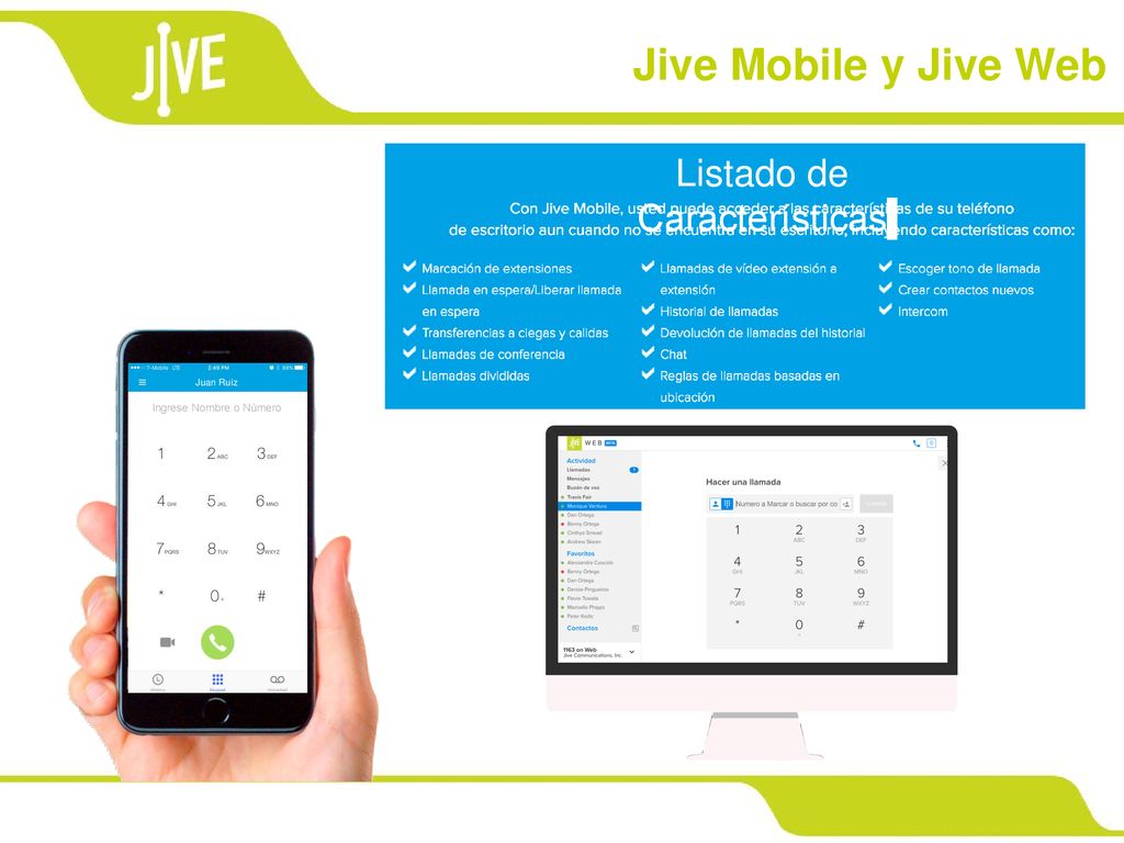 Jive Mobile y Jive Web Listado de Características