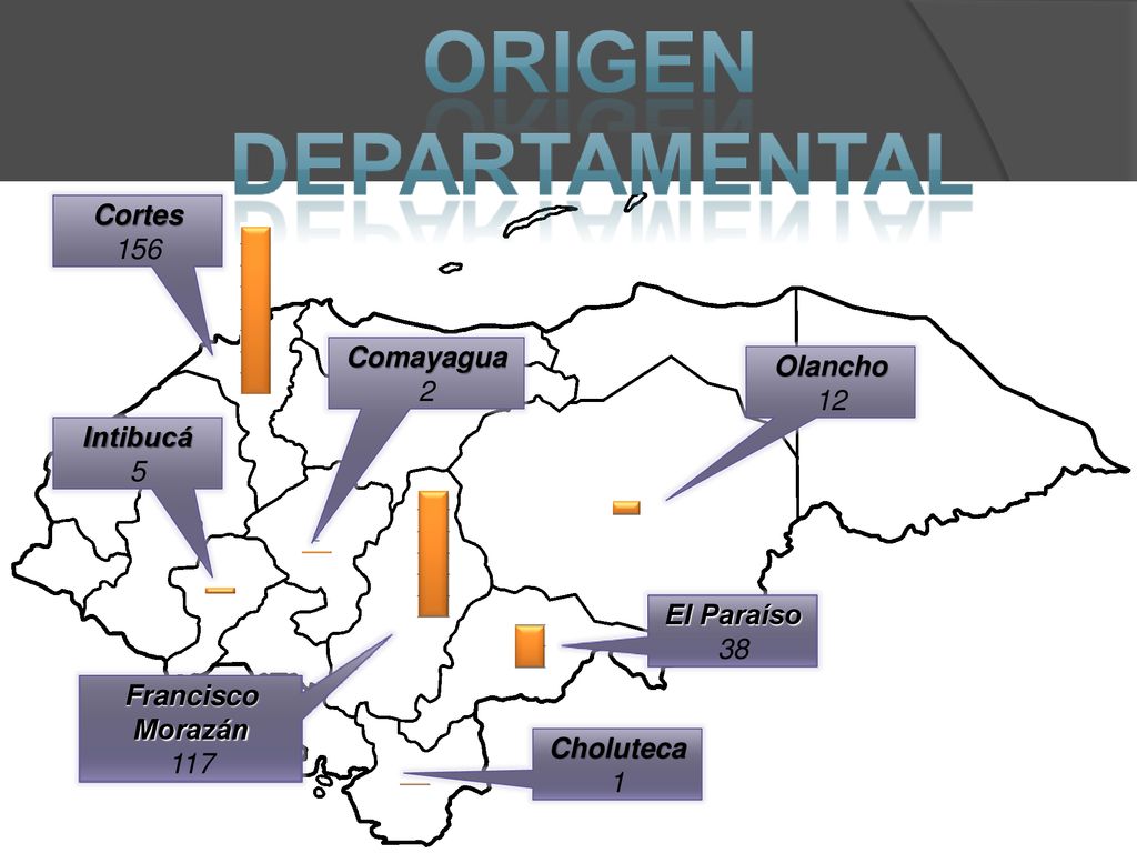 Cortes 156 Comayagua2 Olancho 12 Intibucá 5 El Paraíso 38 Francisco Morazán 117 Choluteca1