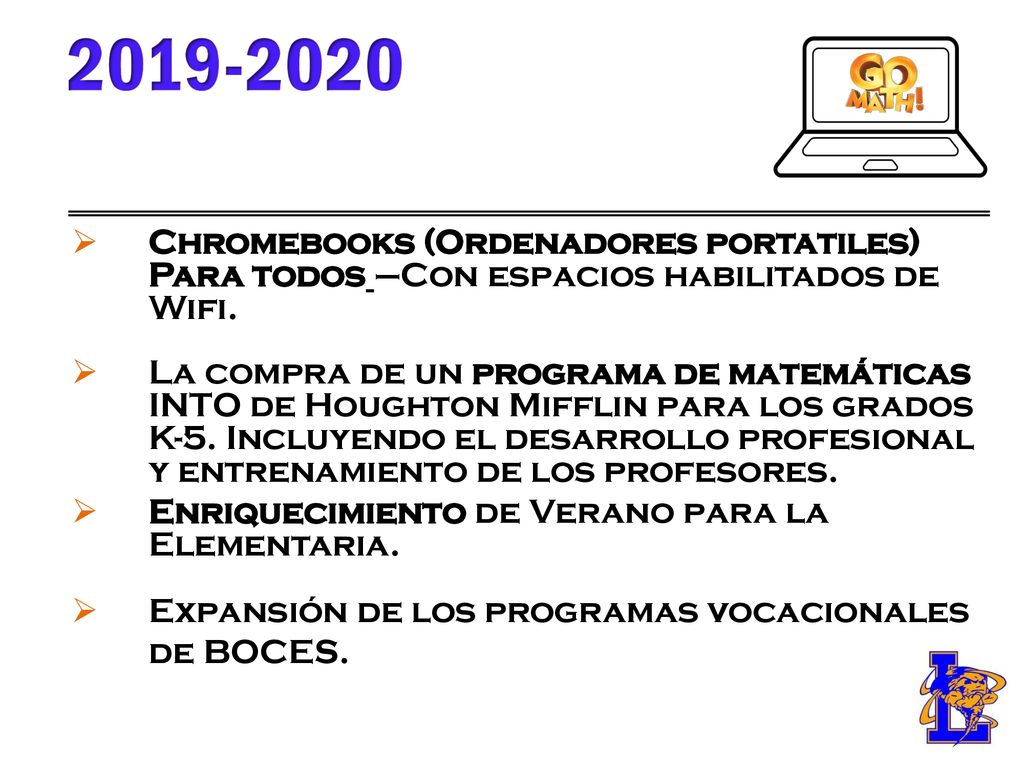 Chromebooks (Ordenadores portatiles) Para todos –Con espacios habilitados de Wifi.