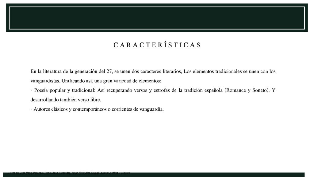 C A R A C T E R Í S T I C A S