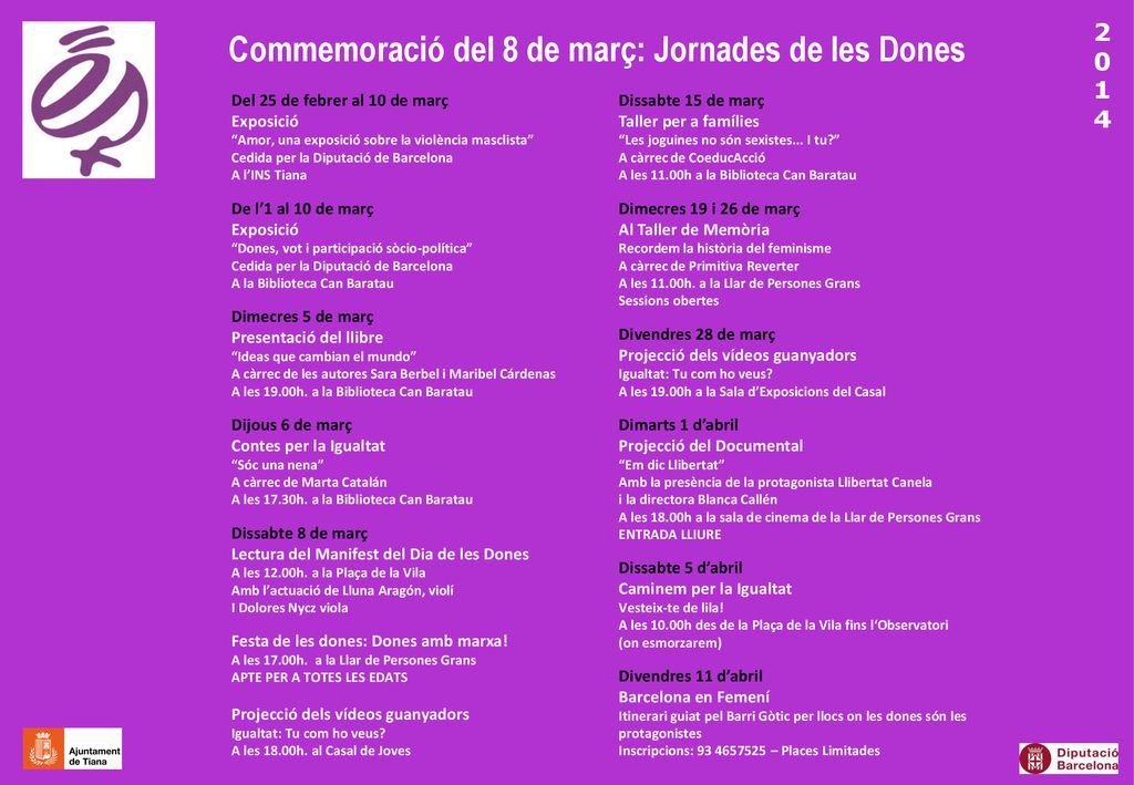 Commemoració del 8 de març: Jornades de les Dones