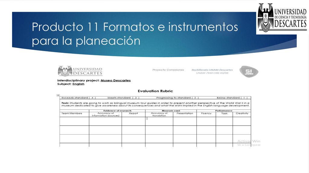 Producto 11 Formatos e instrumentos para la planeación