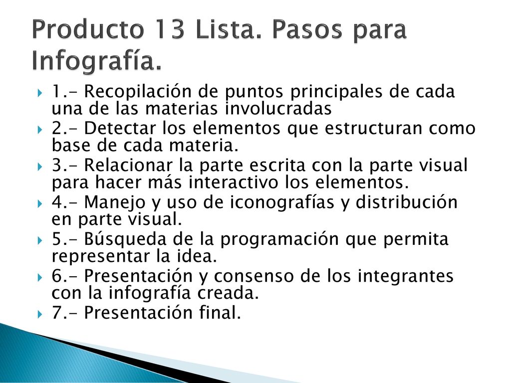 Producto 13 Lista. Pasos para Infografía.