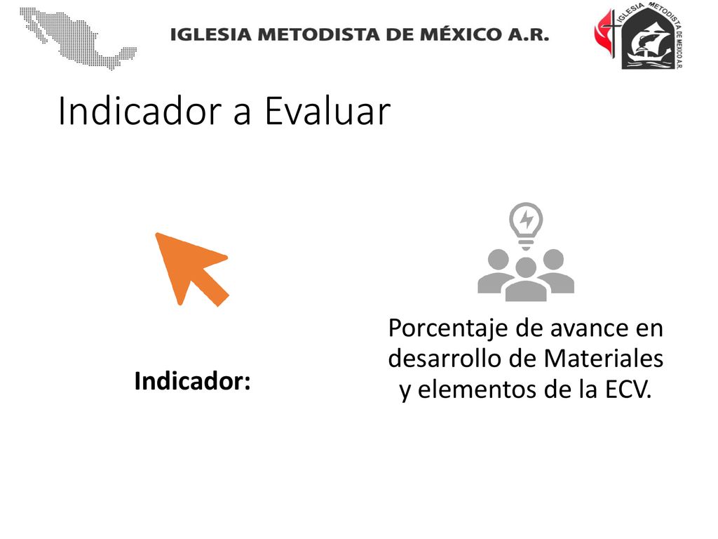 Indicador a Evaluar Indicador: Porcentaje de avance en desarrollo de Materiales y elementos de la ECV.