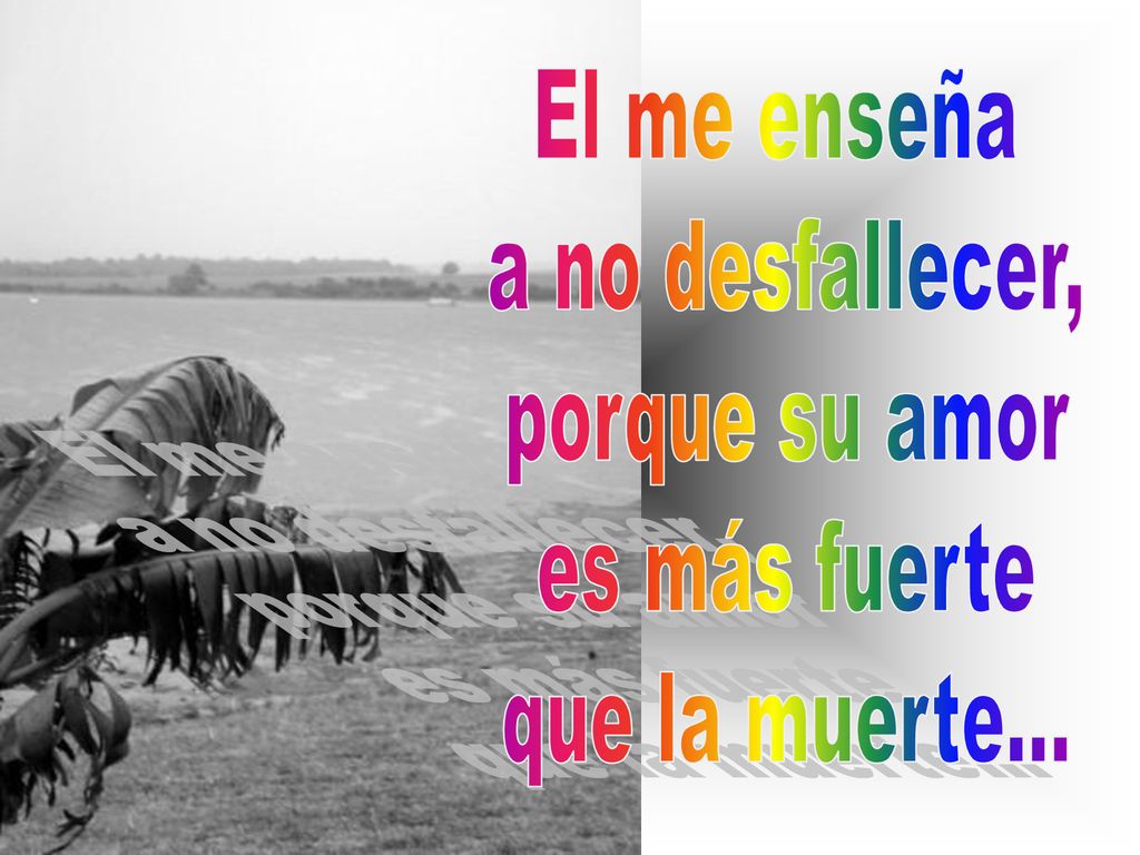 El me enseña a no desfallecer, porque su amor es más fuerte que la muerte...