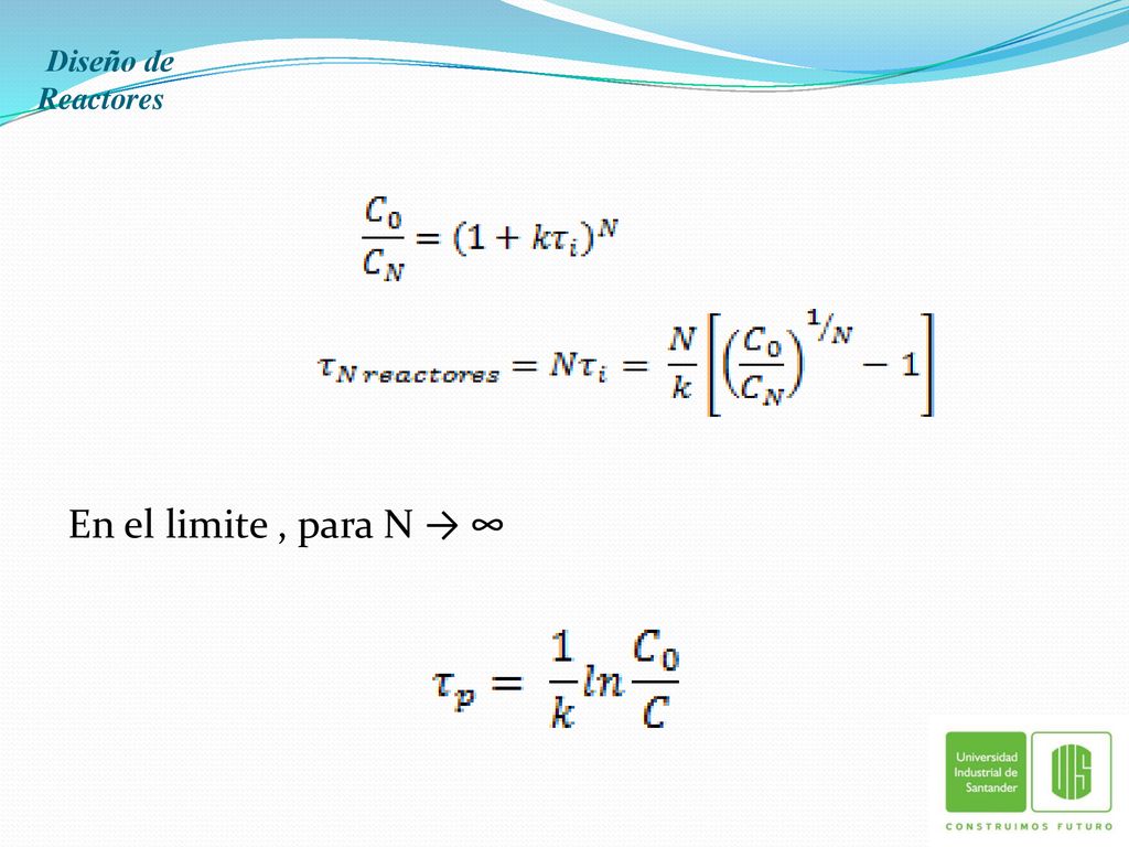 Diseño de Reactores En el limite , para N → ∞