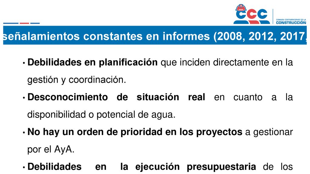 CGR: señalamientos constantes en informes (2008, 2012, 2017, 2018)