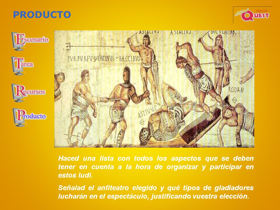 PRODUCTO INICIO. Haced una lista con todos los aspectos que se deben tener en cuenta a la hora de organizar y participar en estos ludi.