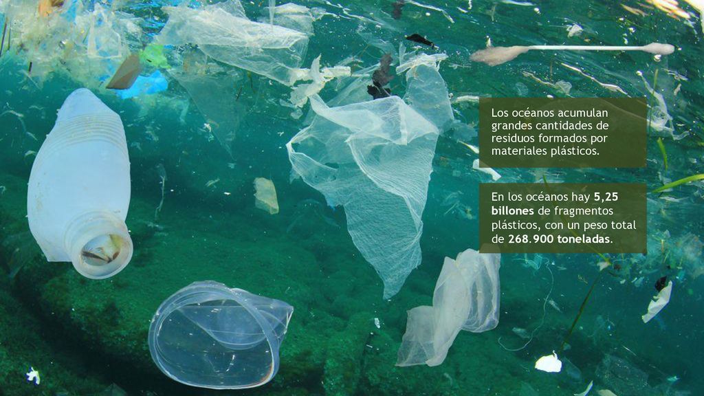 Los océanos acumulan grandes cantidades de residuos formados por materiales plásticos.