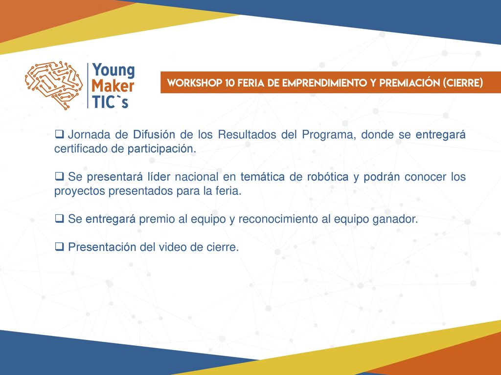 Jornada de Difusión de los Resultados del Programa, donde se entregará certificado de participación.