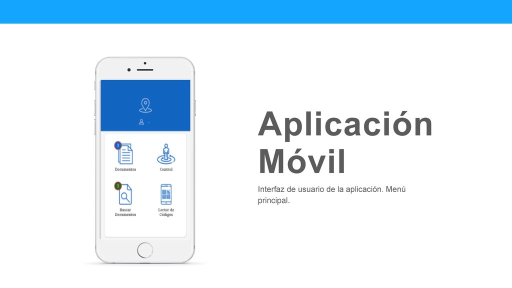Aplicación Móvil Interfaz de usuario de la aplicación. Menú principal.