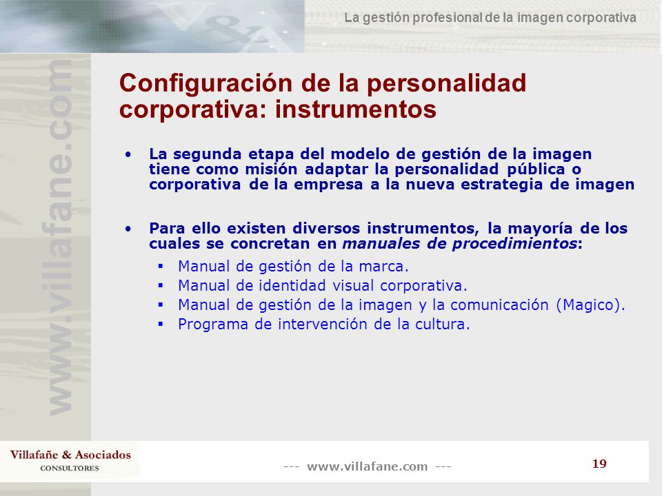 Configuración de la personalidad corporativa: instrumentos