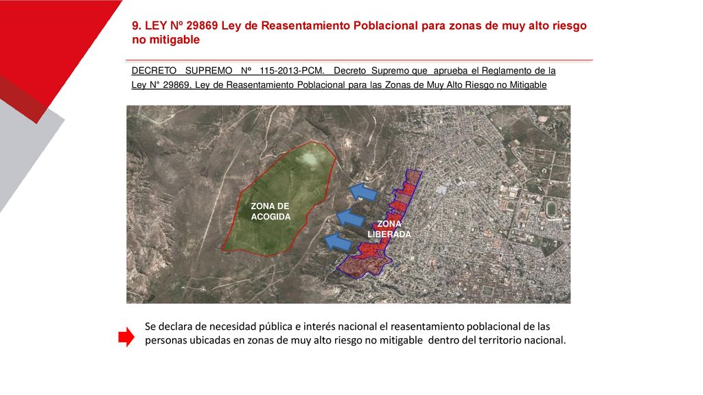 9. LEY Nº Ley de Reasentamiento Poblacional para zonas de muy alto riesgo no mitigable