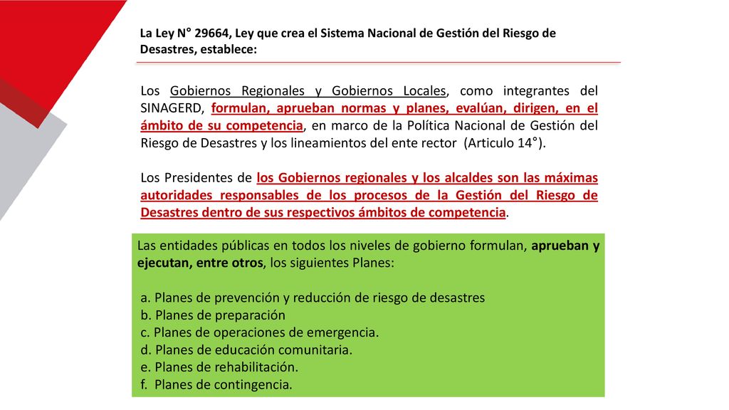 a. Planes de prevención y reducción de riesgo de desastres