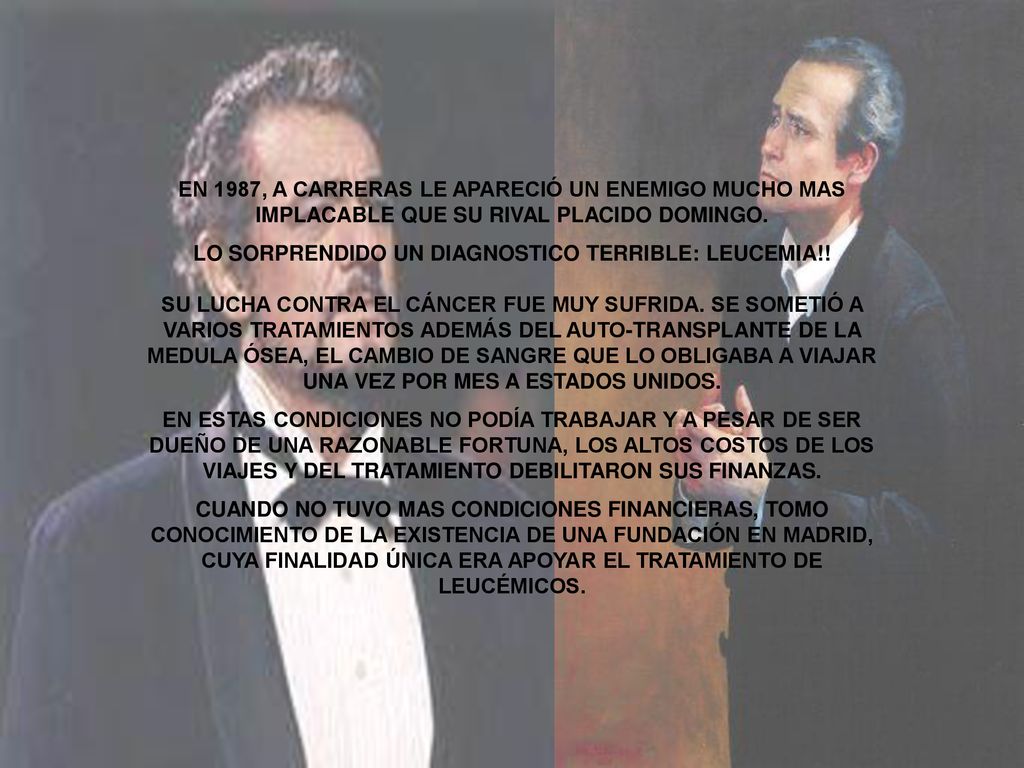 EN 1987, A CARRERAS LE APARECIÓ UN ENEMIGO MUCHO MAS IMPLACABLE QUE SU RIVAL PLACIDO DOMINGO.