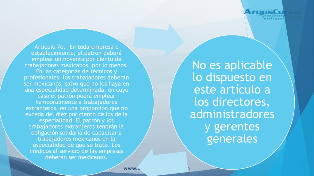 Artículo 7o.- En toda empresa o establecimiento, el patrón deberá emplear un noventa por ciento de trabajadores mexicanos, por lo menos. En las categorías de técnicos y profesionales, los trabajadores deberán ser mexicanos, salvo que no los haya en una especialidad determinada, en cuyo caso el patrón podrá emplear temporalmente a trabajadores extranjeros, en una proporción que no exceda del diez por ciento de los de la especialidad. El patrón y los trabajadores extranjeros tendrán la obligación solidaria de capacitar a trabajadores mexicanos en la especialidad de que se trate. Los médicos al servicio de las empresas deberán ser mexicanos.