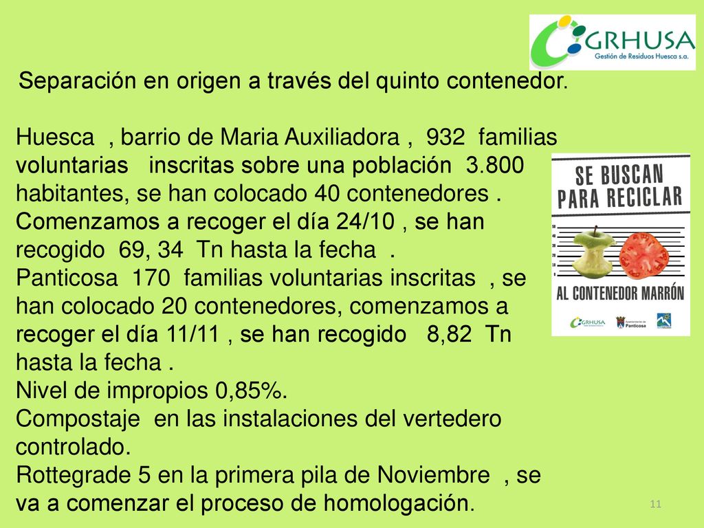 Separación en origen a través del quinto contenedor.