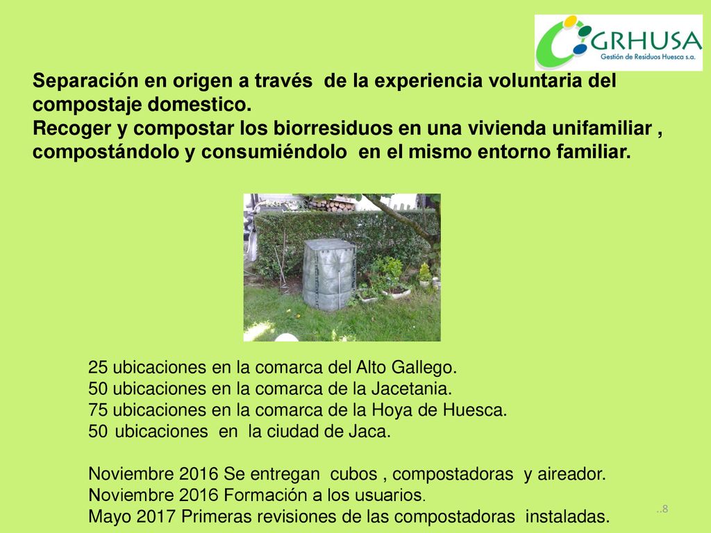 Separación en origen a través de la experiencia voluntaria del compostaje domestico.