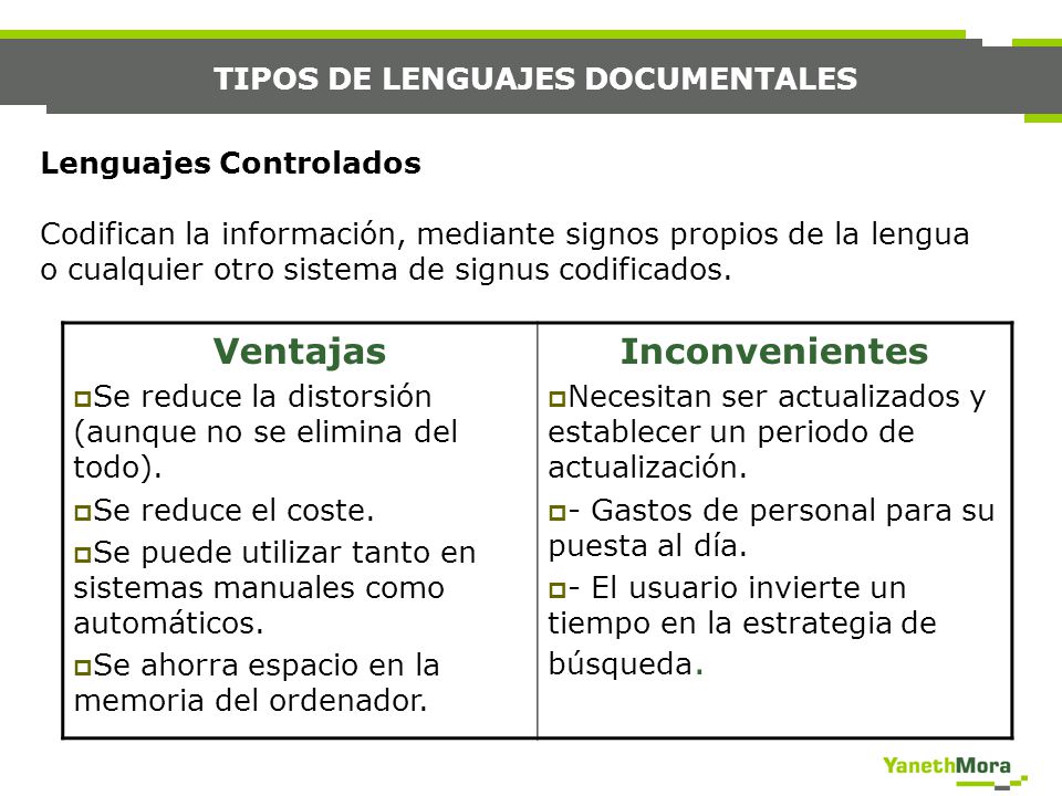 TIPOS DE LENGUAJES DOCUMENTALES