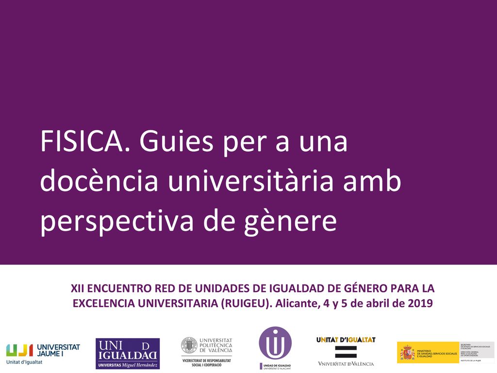 FISICA. Guies per a una docència universitària amb perspectiva de gènere