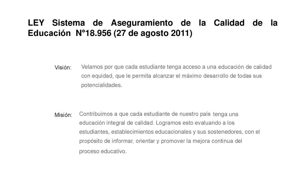 LEY Sistema de Aseguramiento de la Calidad de la Educación N°18