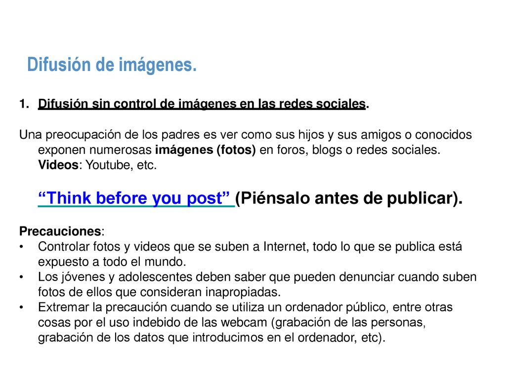 Difusión de imágenes. 1. Difusión sin control de imágenes en las redes sociales.