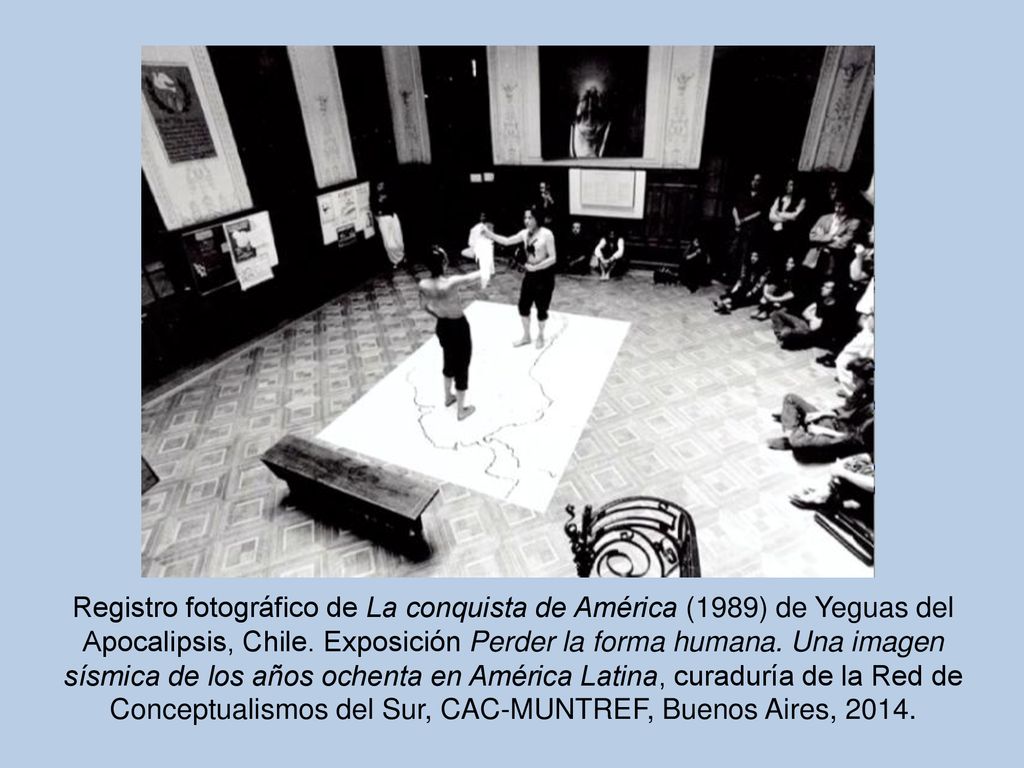 Registro fotográfico de La conquista de América (1989) de Yeguas del Apocalipsis, Chile.