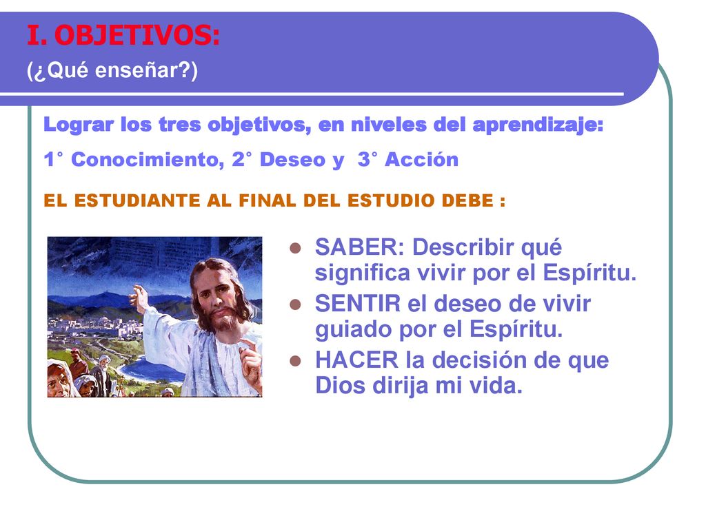OBJETIVOS: SABER: Describir qué significa vivir por el Espíritu.