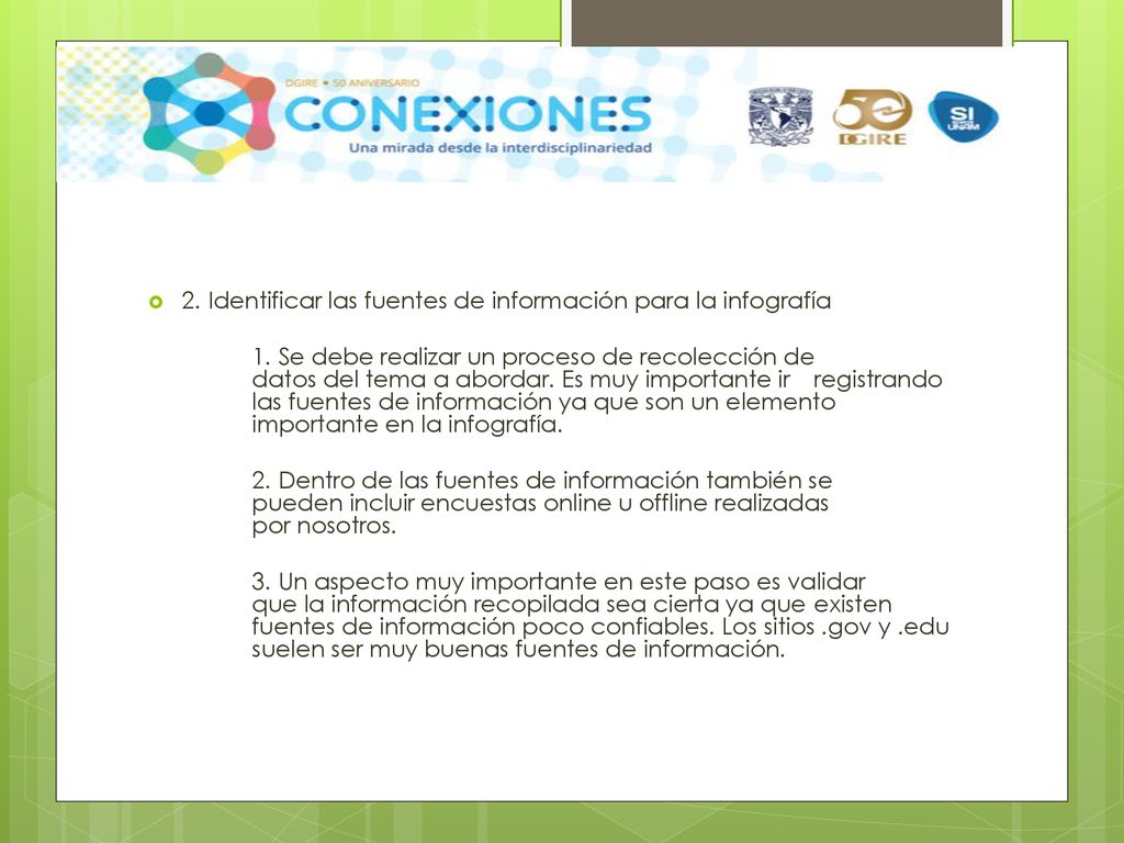 2. Identificar las fuentes de información para la infografía