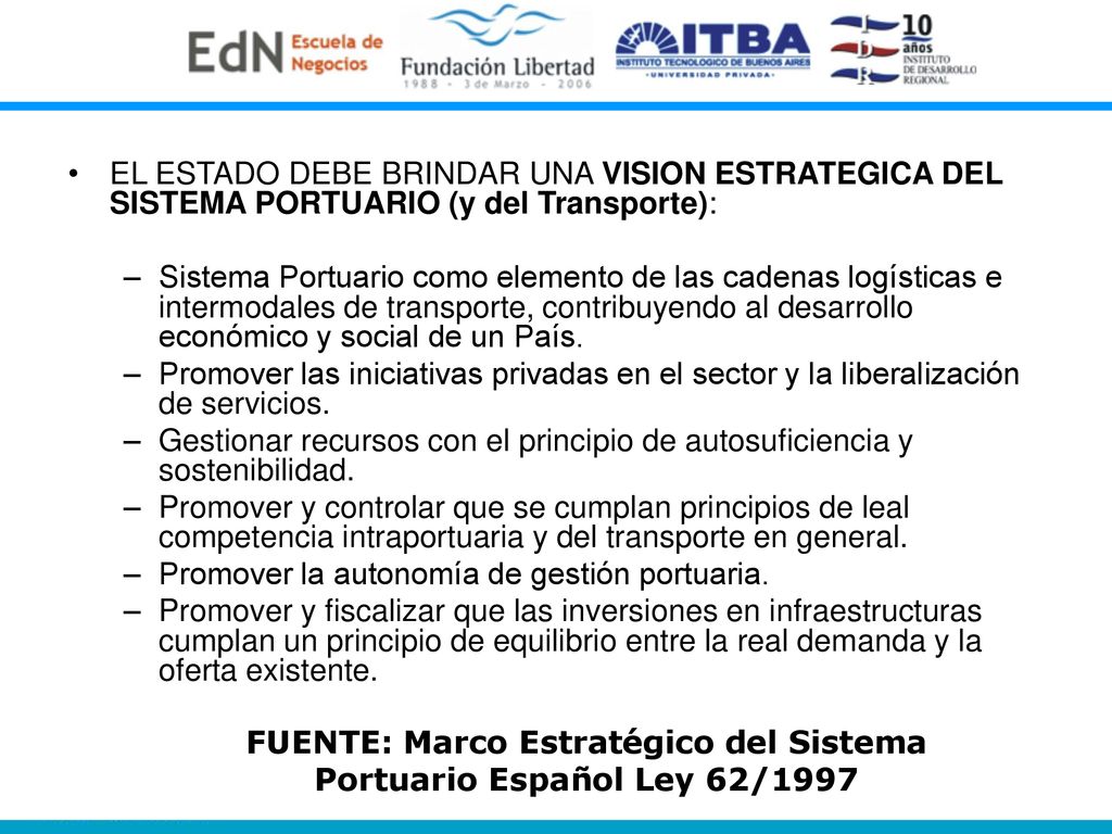 FUENTE: Marco Estratégico del Sistema Portuario Español Ley 62/1997