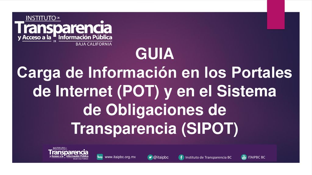 Carga de Información en los Portales de Internet (POT) y en el Sistema