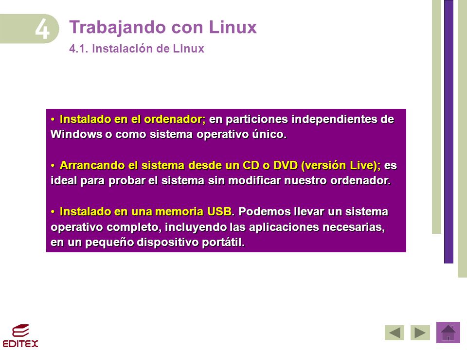 Trabajando con Linux 4.1. Instalación de Linux