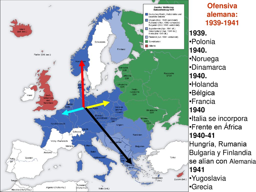 Ofensiva alemana: Polonia Noruega. Dinamarca. Holanda. Bélgica. Francia.