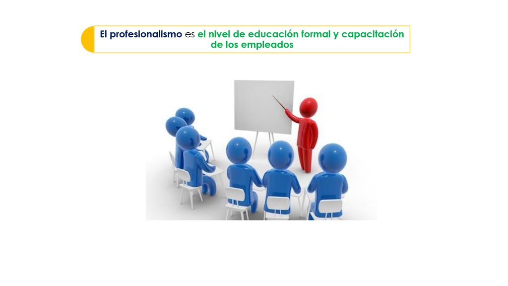 El profesionalismo es el nivel de educación formal y capacitación de los empleados