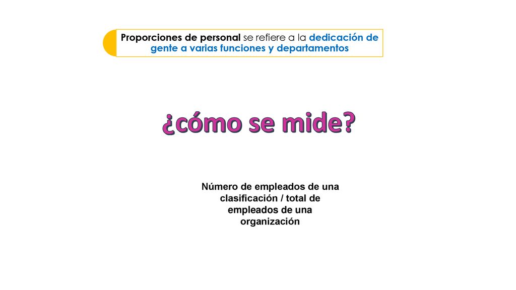 Proporciones de personal se refiere a la dedicación de gente a varias funciones y departamentos