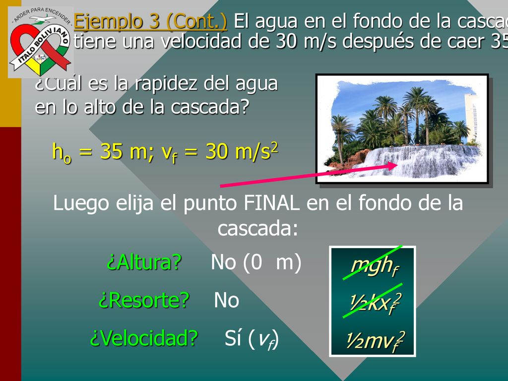 Luego elija el punto FINAL en el fondo de la cascada: