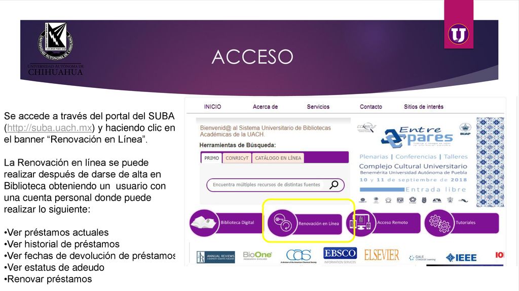 ACCESO Se accede a través del portal del SUBA (  y haciendo clic en el banner Renovación en Línea .