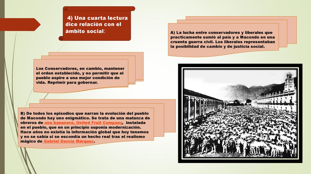 4) Una cuarta lectura dice relaciòn con el àmbito social: