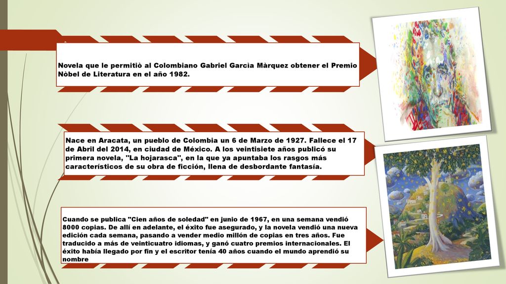 Novela que le permitiò al Colombiano Gabriel Garcìa Màrquez obtener el Premio Nòbel de Literatura en el año 1982.