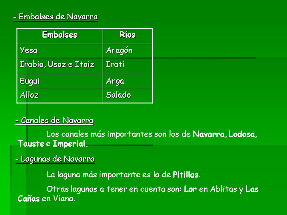 - Embalses de Navarra Embalses Ríos Yesa Aragón Irabia, Usoz e Itoiz