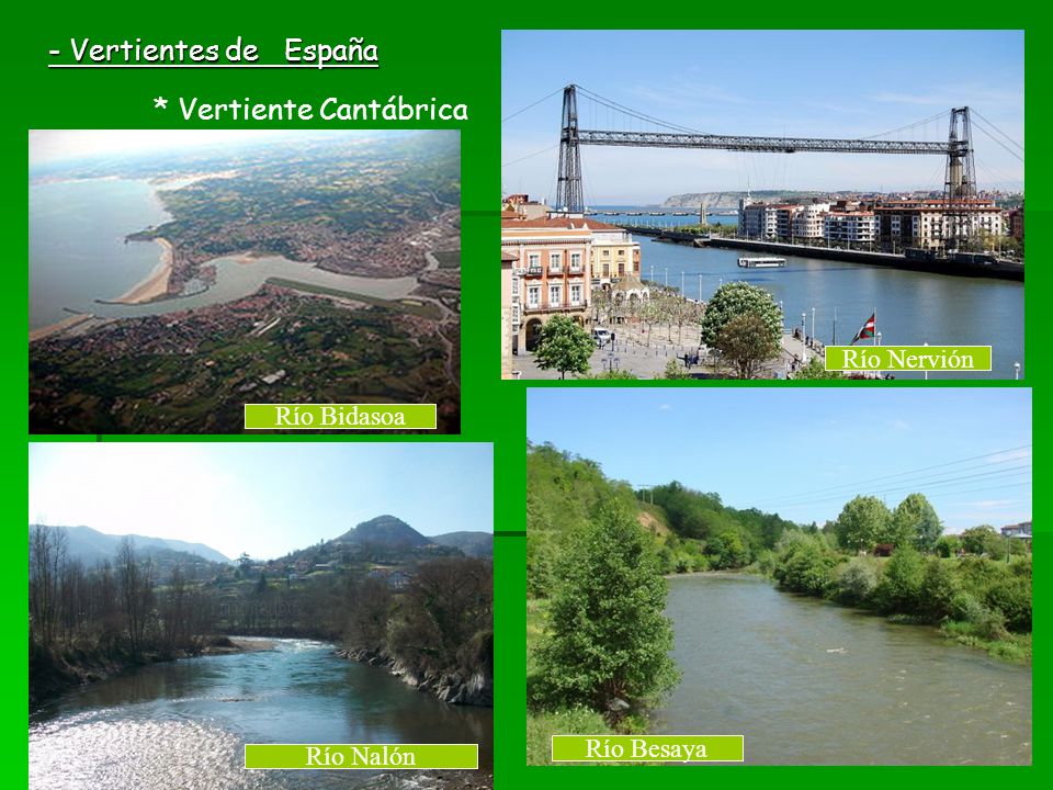- Vertientes de España * Vertiente Cantábrica Río Nervión Río Bidasoa