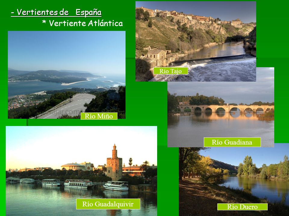 - Vertientes de España Río Miño Río Guadiana Río Guadalquivir