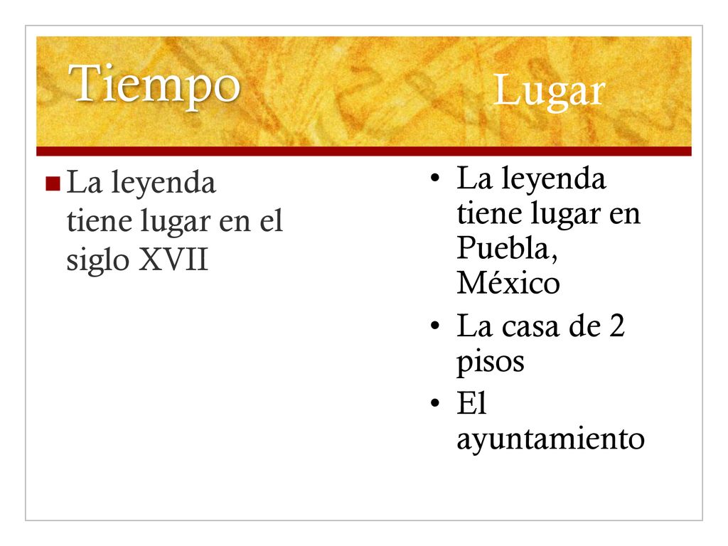 Tiempo Lugar La leyenda tiene lugar en el siglo XVII