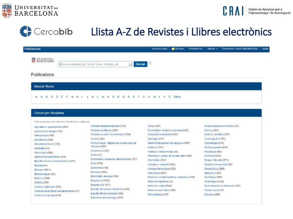 Llista A-Z de Revistes i Llibres electrònics