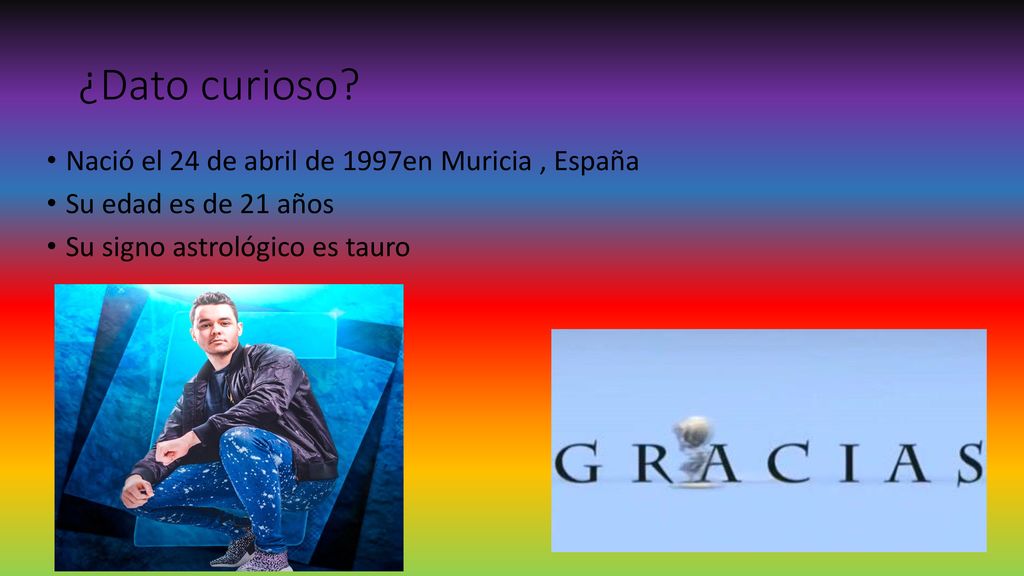 ¿Dato curioso Nació el 24 de abril de 1997en Muricia , España