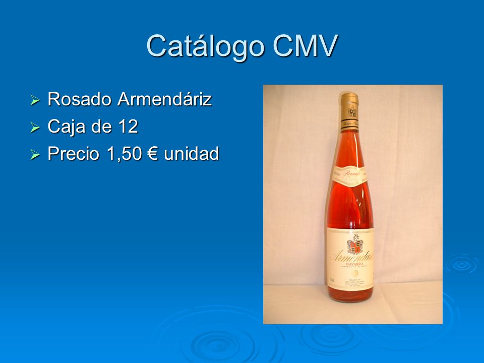 Catálogo CMV Rosado Armendáriz Caja de 12 Precio 1,50 € unidad